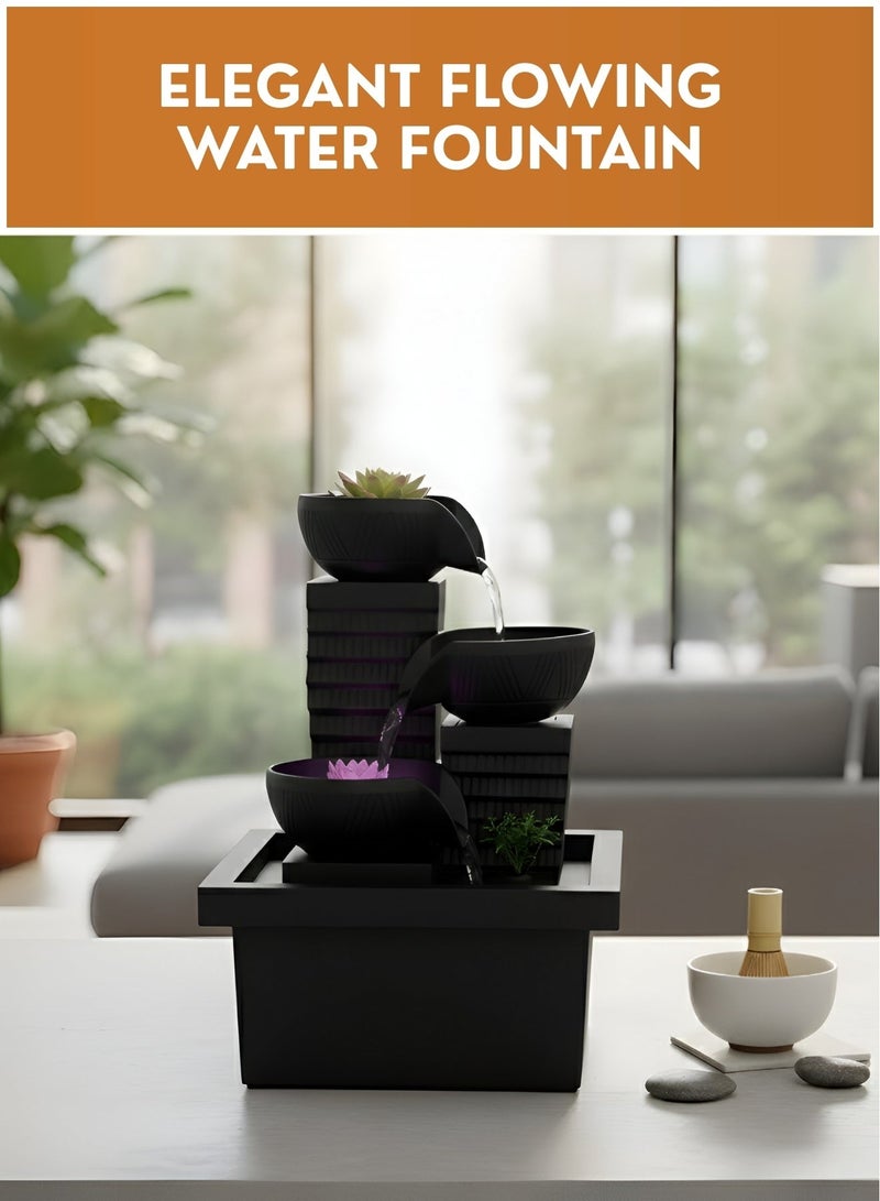 JUNI Indoor Tabletop Water Fountain – Decorative Flowing Water Ornament for Home Décor, Relaxing Table Fountain for Living Room & Office Desk - Image 4